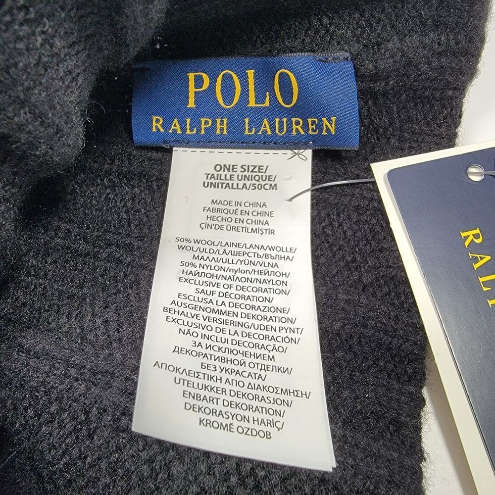 Polo Ralph Lauren Signature Merino Cuffed Beanie Hat Black Red (Pp0054-100) NWT - Picture 7 of 9